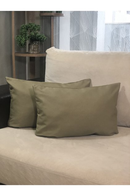 , 2-Piece Throw Pillow Cover Olive Green