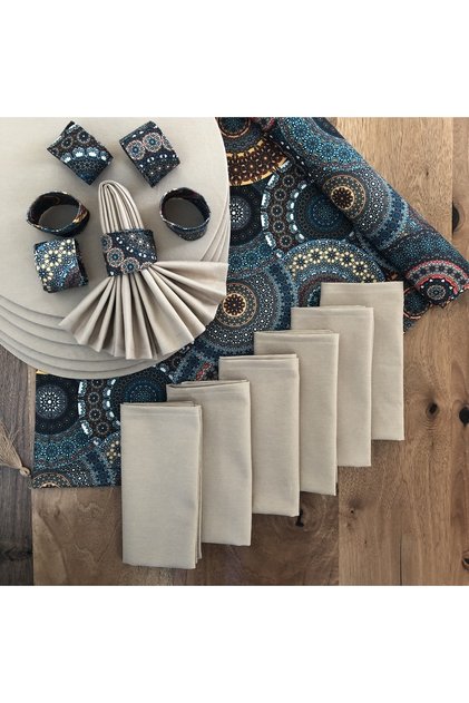 American Service, Authentic 6 Plates, 6 Napkins, 6 Napkin Rings and Runner Tk4