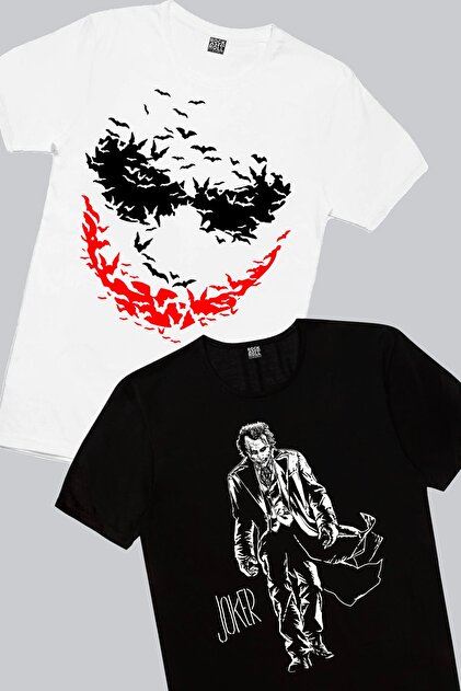 ROCKANDROLL Yarasa Gülüşü, Paltolu Joker Erkek Tişört 2'li Eko