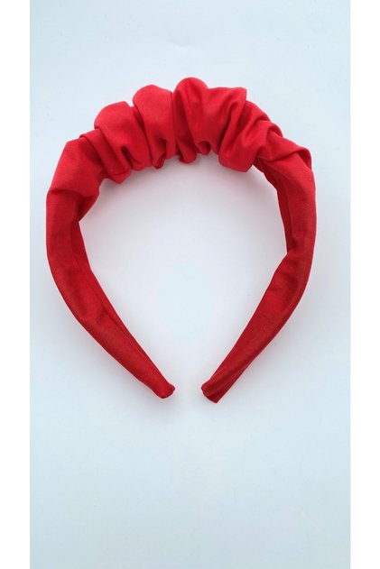 Red Linen Gathered Crown