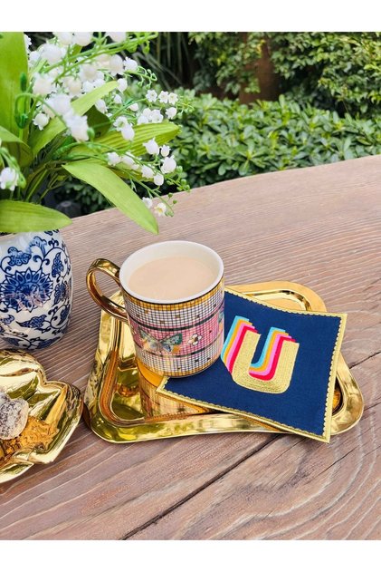 Rainbow'u' ́ Letter Cocktail Napkin (1 Piece)