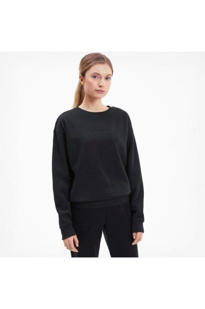 Puma MODERN BASICS CREW FL Siyah Kadın Sweatshirt 101119452 - 1