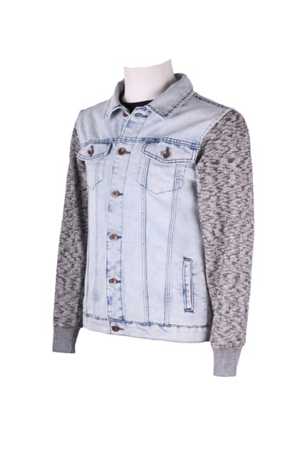 Erkek Denim Mont Polar Kol Buz Mavi Kot Ceket
