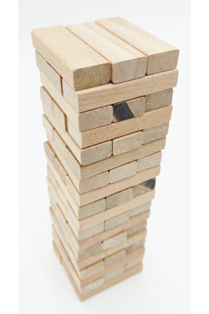 HASTUNÇ Kaliteli Jenga Doğal Ahşap Büyük Boy Jenga 54 Parça Denge