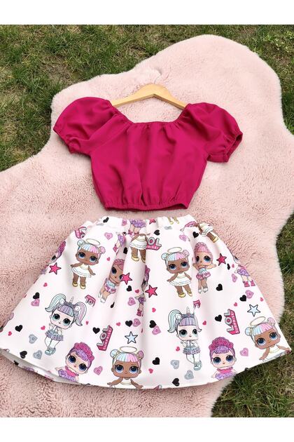 Lol Doll Skirt and Fuchsia Blouse Set