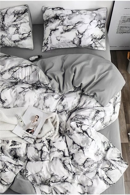 Einzelbett mit elastischem, doppelseitigem Bettbezug-Set aus Fliesen