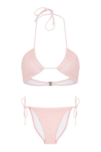 Halter Collar Powder Bikini Set
