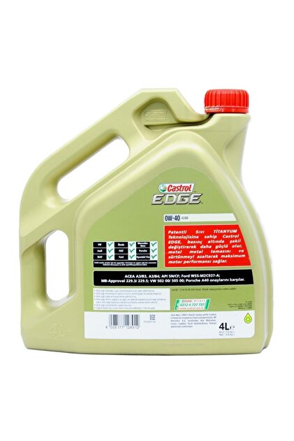 Castrol Edge Titanium 0w-40 4 Lt Tam Sentetik Motor Yağı - Fiyatı