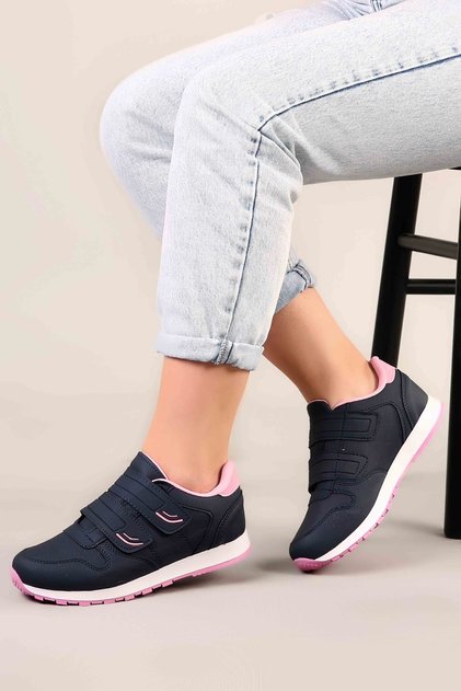 Unisex Navy Blue Double Striped Sports Shoes