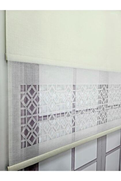 Çift Mekanizmalı Keten Kumaşlı Lazer Kesim Tül Ve Stor Perde Mlt1050