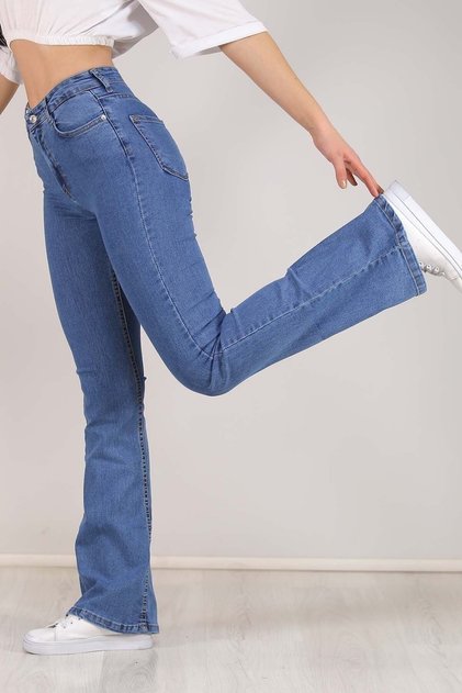 Medium Blue Flare Jeans High Waist Flare Jeans