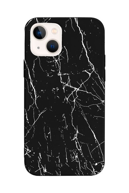 حافظة هاتف سوداء فاخرة بتصميم رخامي متوافق مع هاتف iPhone 13
