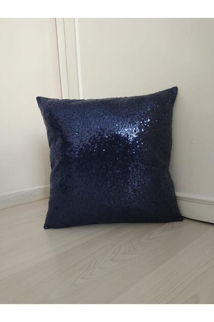 Sequin Throw Pillow Cover - Navy Blue
