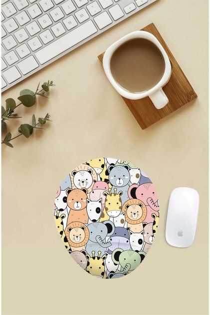 Karışık Hayvanlar Alemi Desenli Bilek Destekli Mouse Pad