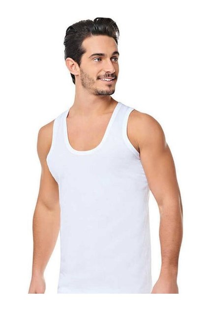 Men's Combed Cotton Undershirt 6 Pieces White 3XL-6 Cotton Underwear
