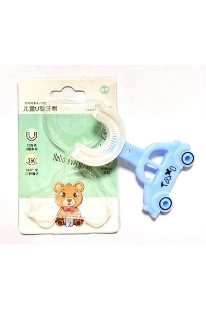 Children's Toothbrush U-Shaped 360 Degree Rotatable Perfect Brushing for Children with Car Figure