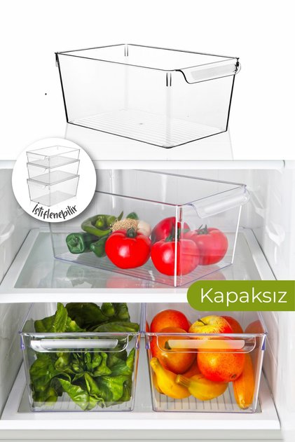 3 Adet Kapaksız Buzdolabı Organizeri Büyük 9,1 Litre