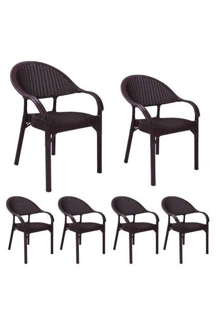 6lı Bambu Rattan Koltuk Takımı Kollu Sandalye