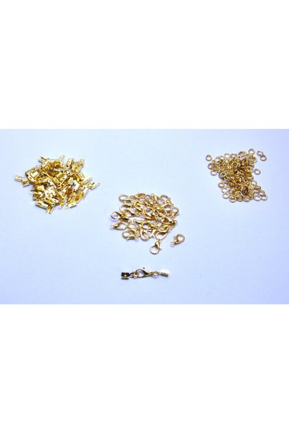 Crimping Closing Clip Set 25 Clips, 50 Rings, 50 Crimping Closing Gold Color