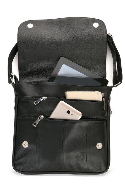 Crossman Genuine Leather Gusseted Crossbody Messenger Bag