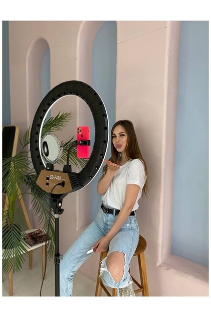 A+ Kalite Megalux Ring Light Led Işık Halkası 14 Inç Profesyonel Influencer Işığı Ve 210 Cm Monopod