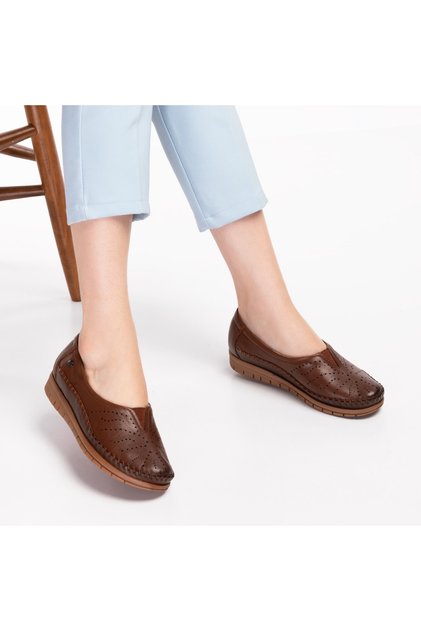 Women's Orthopedic Leather Shoes Tan