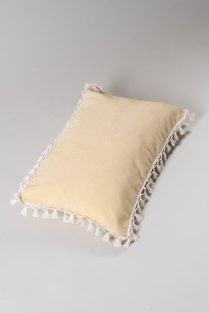 Single Special Design Yellow Cotton Pompom Throw Pillow Pillow Case 35x55 Cm