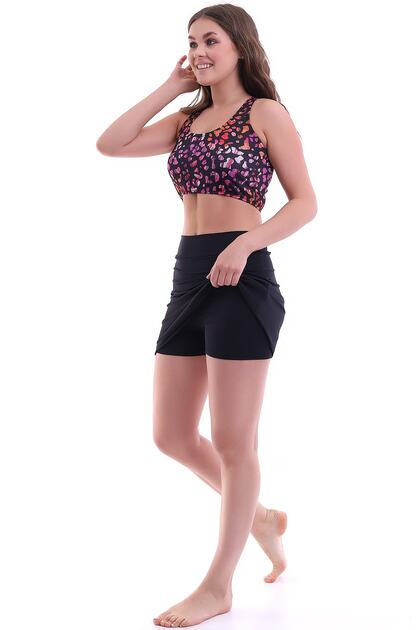 Badi Bikini with Shorts and Skirt, Leopard Patterned, Moon Sand