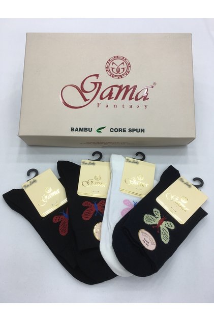 4 Pieces Mercerized 100% Natural Nylon Free Butterfly Patterned Thin Summer Women's Socks