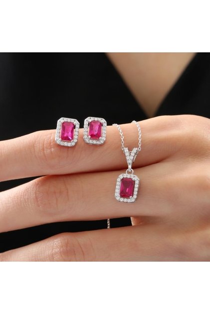Pırlanta Montür Sade Güzellik Sentetik Yakut Sadelik Mührü Gümüş Mini Set