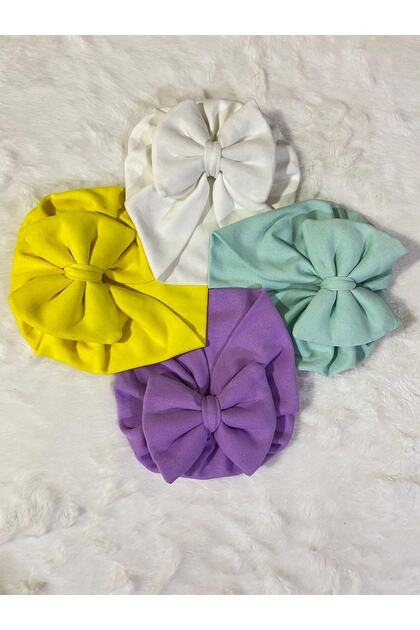 Solid Color Bow Baby Bonnet Set