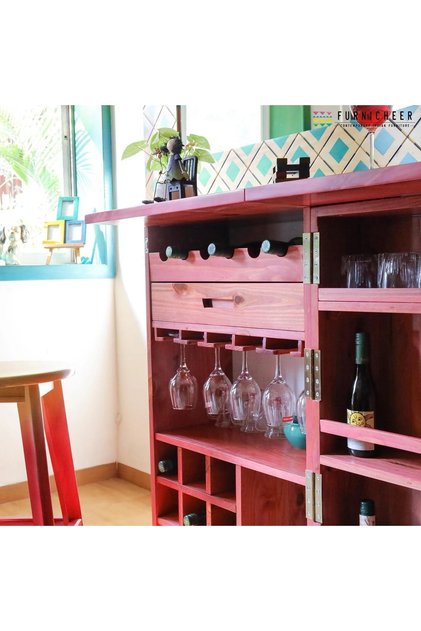 Ahşap Pembe Bar Dolabı Alkol Dolabı Içki Dolabı Çok Amaçlı Dolap