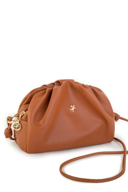 Women's Scholarship Drawstring Toe Long Cross Strap Tan Bundle Hand & Shoulder Bag