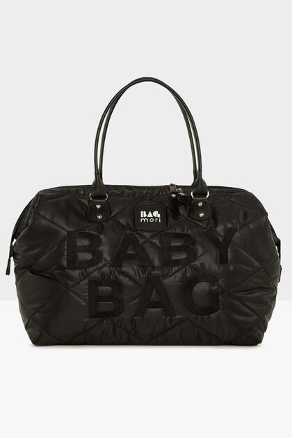 Siyah Baby Bag Nakışlı Puf Şişme Anne Bebek Bakım Çanta M000006904