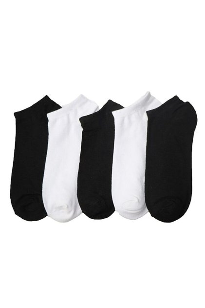Black-White Cotton Ankle Length Bootie Socks Pack of 5