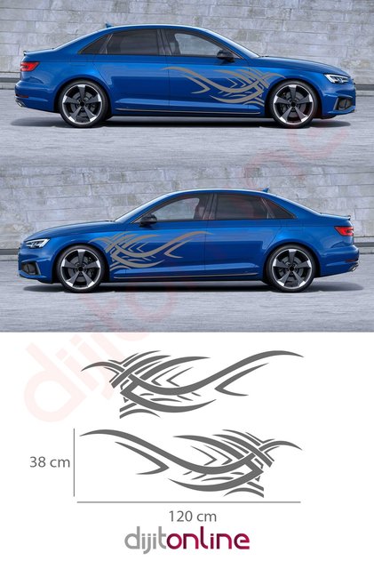 2 Pieces Side Door Sticker - Side Door Sticker - Auto Sticker 120x38 Cm