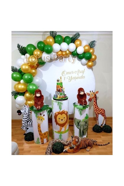 50 Pieces - Balloon Chain Set - ( Gold - Green - White Color )