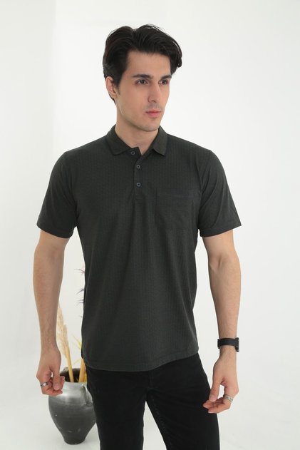 Men's Polo Collar Pocketed Dad Short Sleeve Plus Size T-Shirt