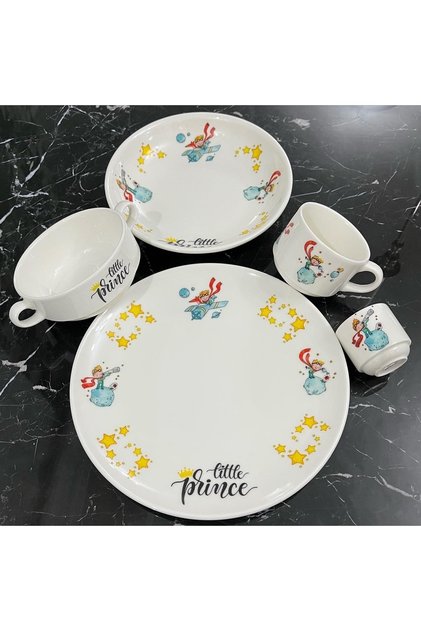 Little Prince Pattern Porcelain 5 Piece Children's Dinnerware Food Set