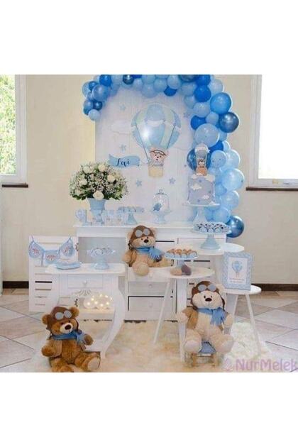 Baby Shower Concept Balloon and Balloon Chain Blue Dark Blue Metallic