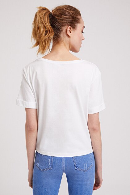 Lee Cooper Kadın Fallon O Yaka T-Shirt Beyaz 202 LCF 242021 - 3