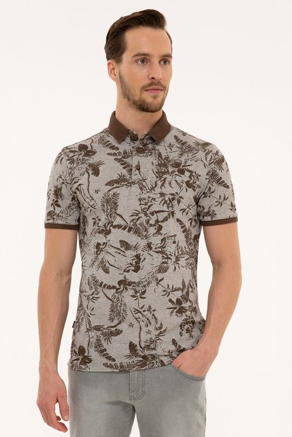 Brown Slim Fit Polo Neck T-Shirt