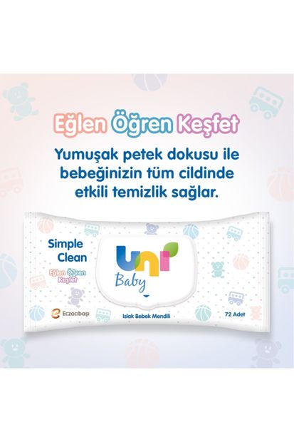 Uni Baby Simple Clean Islak Havlu Mendil 12 X 72 Kapaklı - 2