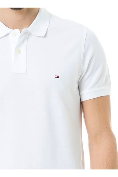 Tommy Hilfiger Erkek Polo Yaka T-shirt Beyaz Regular Fit/mw0mw02299 - 3