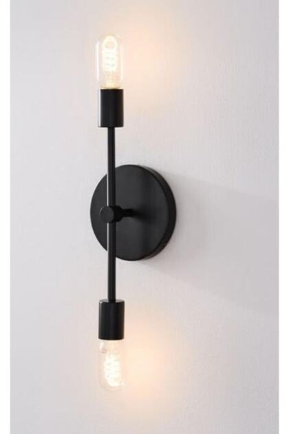Demet Habek S Retro Rustic Double Sconce Black E27 Lampholder