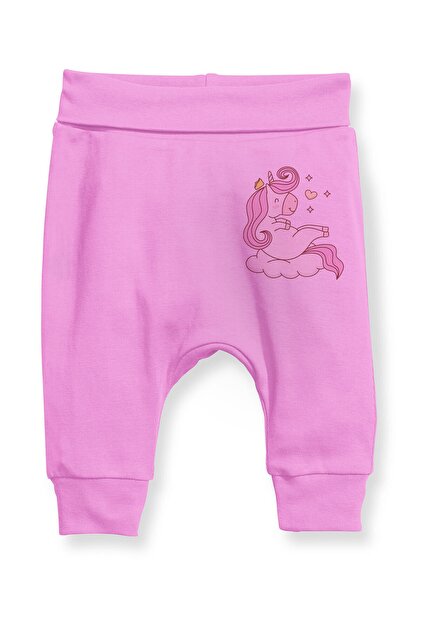 Angemiel Baby Bulutlar Üzerinde Oturan Sevimli Unicorn Kız Bebek Şalvar Pantalon Pembe - 1