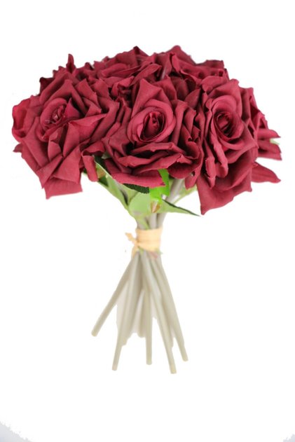 10lu Lüx Gul Demeti 25 Cm Bordo