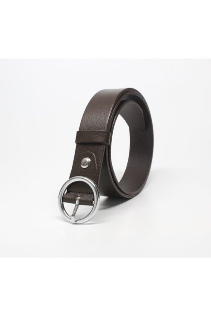 Hakki Leather Round Buckle Women's Belt 3cm Brown