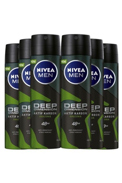 Deep Dimension Aktif Karbon Amazonia Erkek Sprey Deodorant 150 ml X 6 Adet Avantajlı Paket