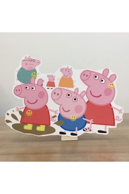 Peppa Pig Ailesi Konsept Doğum Günü Maketi – Ayaklı Pano- 50cm